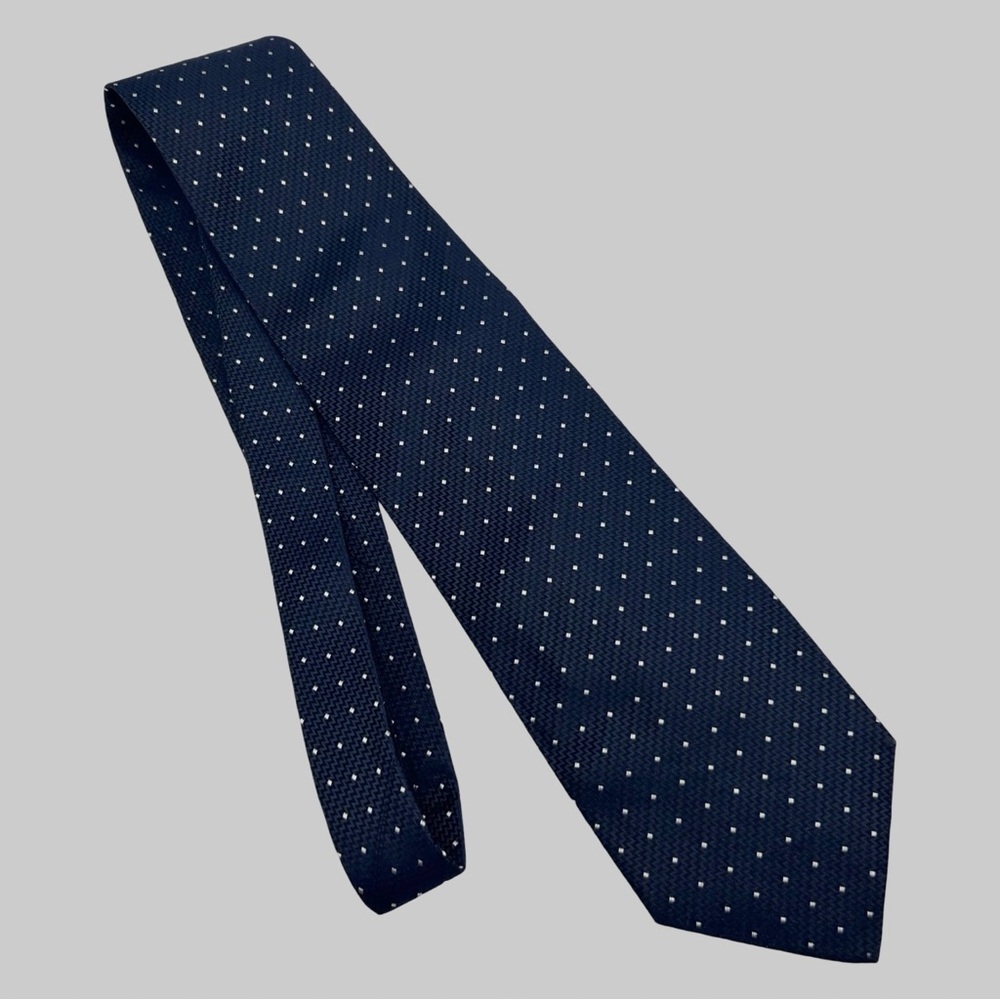 Vintage Arturo Calle Navy Polka Dots Pure Silk Neck Tie